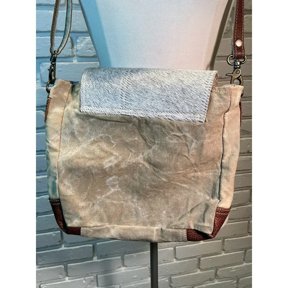 Myra Bag Western Canvas and leather Crossbody NWOT